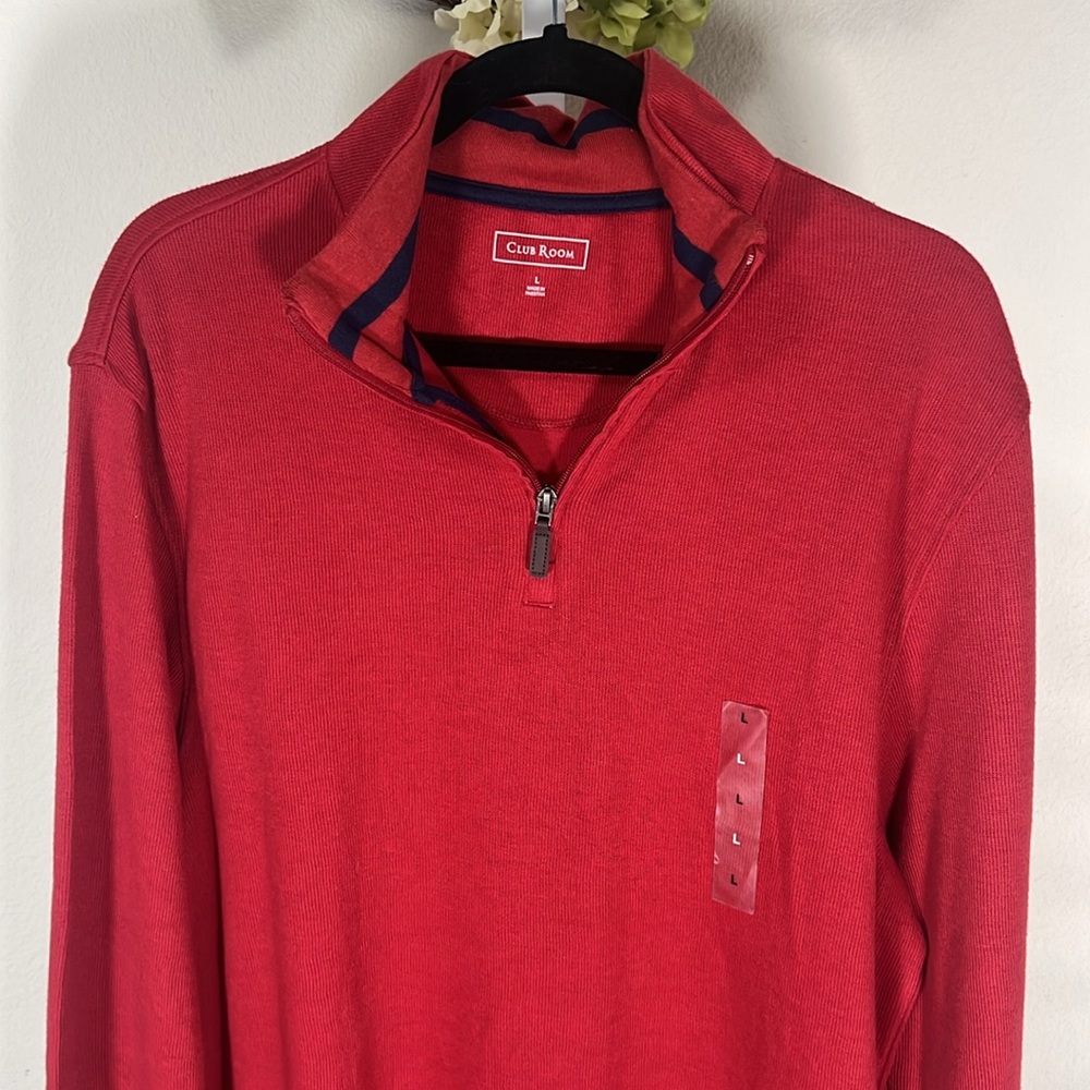 Club Room. Nwot. Pullover long sleeve ribbed knit, quarter zip. retails $65.
